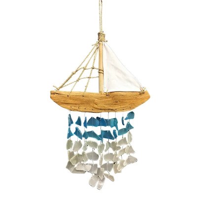 18" Sailboat Wood and Glass Wind Chime