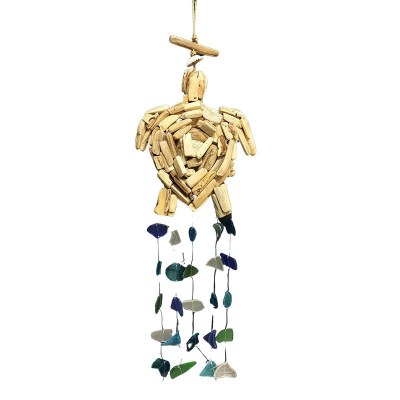 15" Turtle Wood and Glass Wind Chime