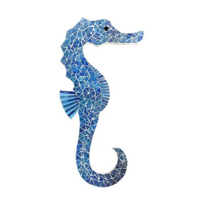 31" Blue Seahorse Mosaic Plaque