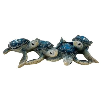 6" Polyresin Blue Turtle Family