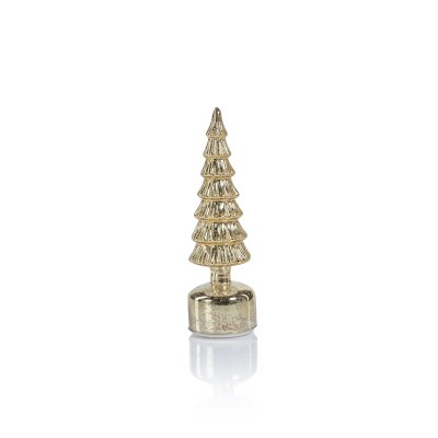 12" LED Distressed Gold Slim Spinning Christmas Tree