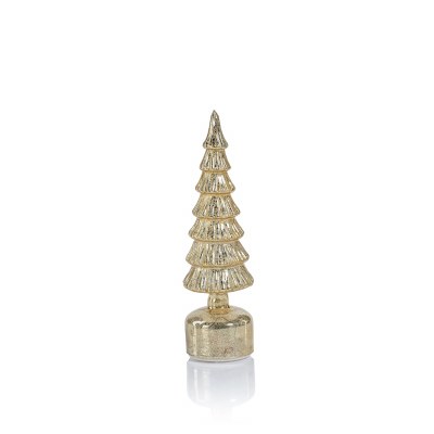 13" LED Distressed Gold Slim Spinning Christmas Tree