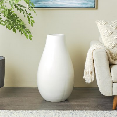 26" White Decorative Ceramic Floor Vase