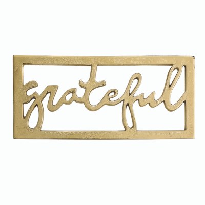 11" x 5" Gold Metal "Grateful" Trivet