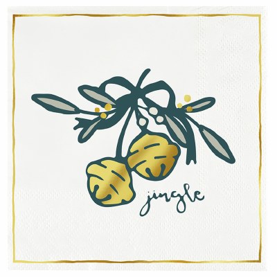 5" Square "Jingle" Christmas Beverage Napkins