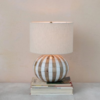 16" Brown and White Mosaic Table Lamp