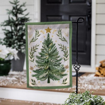 18" x 13" Green Christmas Tree Mini Garden Flag