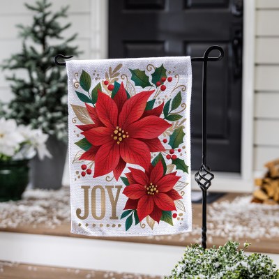 18" x 13" "Joy" Red Poinsettia Mini Christmas Garden Flag