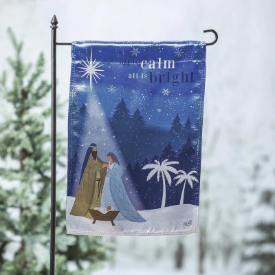 18" x 13" "All is Calm, All is Bright" Nativity Scene Mini Christmas Garden Flag