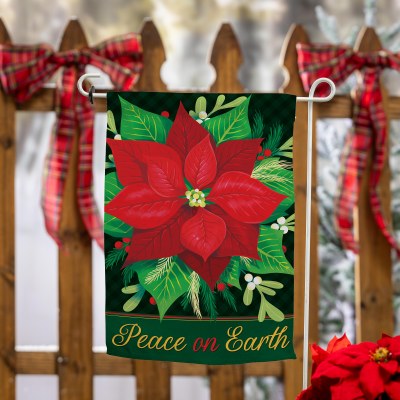 18" x 13" "Peace on Earth" Red Poinsettia Mini Christmas Garden Flag