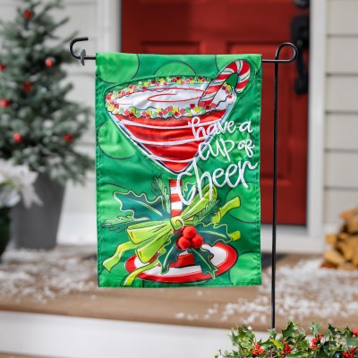 18" x 13" "Have a Cup of Cheer" Christmas Cocktail Mini Garden Flag