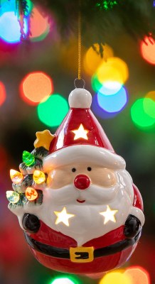 4" LED Glass Santa Ornament