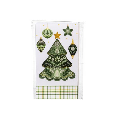 8" x 4.5" Green Christmas Tree Guest Towels