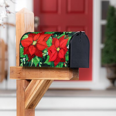 Red Poinsettia Mailbox Wrap