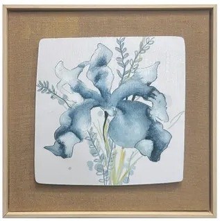 24" Sq Light Blue Flowers With Light Leaves Framed Print