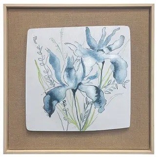 24" Sq Two Blue Flowers Framed Print