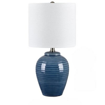 20" Dark Blue Ceramic Table Lamp