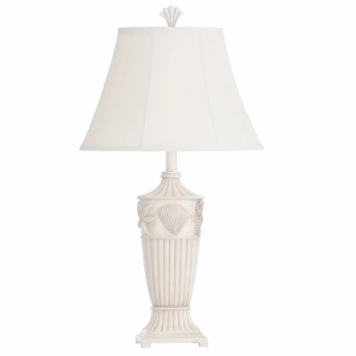 30" White Seashells, Starfish, and Seahorse Coastal Table Lamp