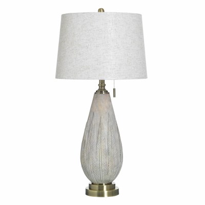 32" Distressed White Thin Leaves and a Distressed Bronze Base Table Lamp