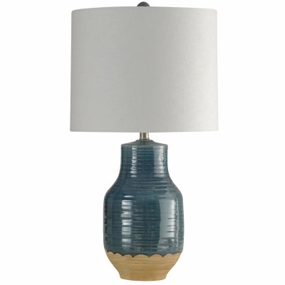 30" Blue and Terracotta Ceramic Table Lamp