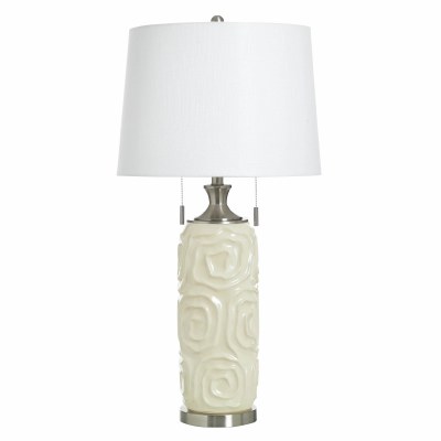 34" Cream Swirls Ceramic Table Lamp