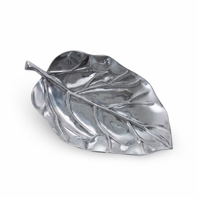 Silver Aluminum Wide Leaf Serving Tray