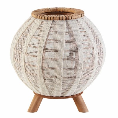 10" Cotton and Bamboo Oval Lantern