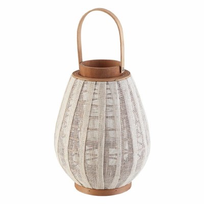 12" Cotton and Bamboo Oval Lantern