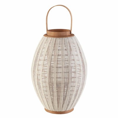 17" Cotton and Bamboo Oval Lantern
