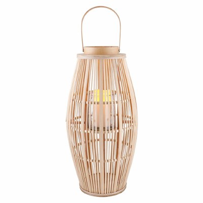 24" Natural Bamboo Stripes Oval Lantern
