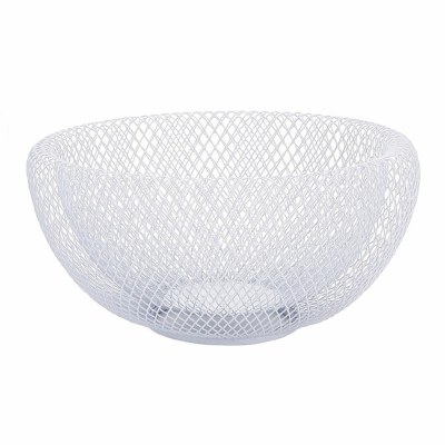 9" Round White Metal Mesh Bowl
