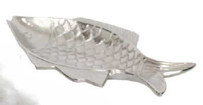 Small Silver Metal Coastal Fish Shape Serving Dish