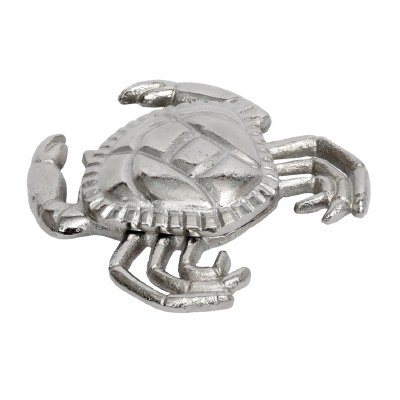 7" Silver Metal Decorative Coastal Crab Shap Box