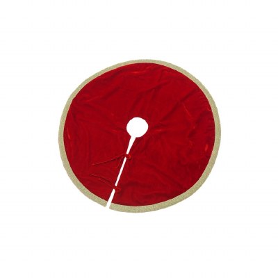 48" Round Red and Gold Bling Christmas Tree Skirt
