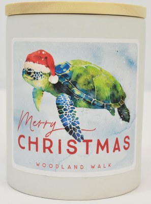 11 OZ "Merry Christmas" Christmas Sea Turtle Woodland Walk Fragrance Candle Jar
