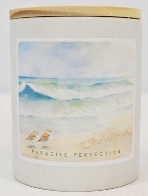11 OZ "Merry Christmas" Sandpipers on the Beach Paradise Perfection Fragrance Candle Jar