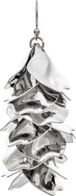 Silver Toned Stacked Petals Earrings