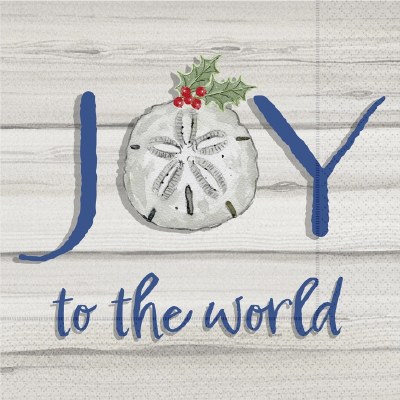5" Square "Joy to the World" Sand Dollar Christmas Beverage Napkins