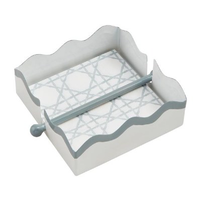 5.5" Square Grey and White Metal Napkin Holder and Beverage Napkins