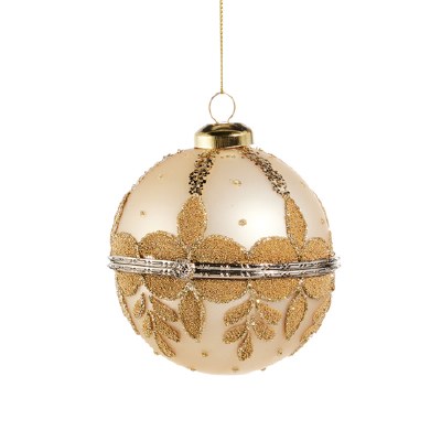 4" Gold Hinged Glass Ball Ornament