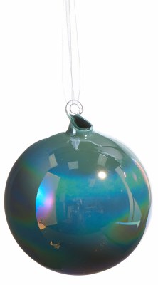 4" Iridescent Blue Glass Diamond Shape Ornament