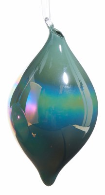 7" Iridescent Blue Glass Diamond Shape Ornament
