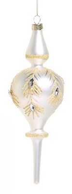 8.25" Silver and Gold Glass Finial Ornament