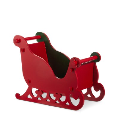 12" Red Wood Sleigh Statue
