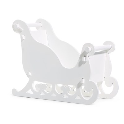 12" White Wood Sleigh Statue