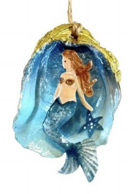 3" Painted Mermaid Oyster Shell Ornament