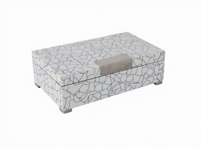 14" Navy and White Wavy Lines Box