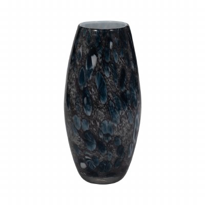 9" Dark Blue and Gray Glass Vase