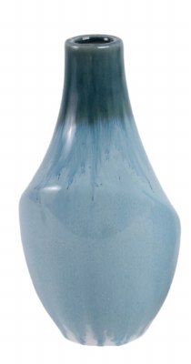 9" Blue and Green Drip Top Decorative Ceramic Vase