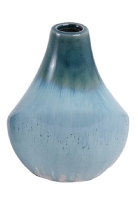 5" Blue and Green Drip Top Decorative Ceramic Vase